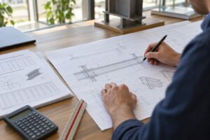 Note de calcul et plan d'exécution d'une poutre métallique pour mur porteur