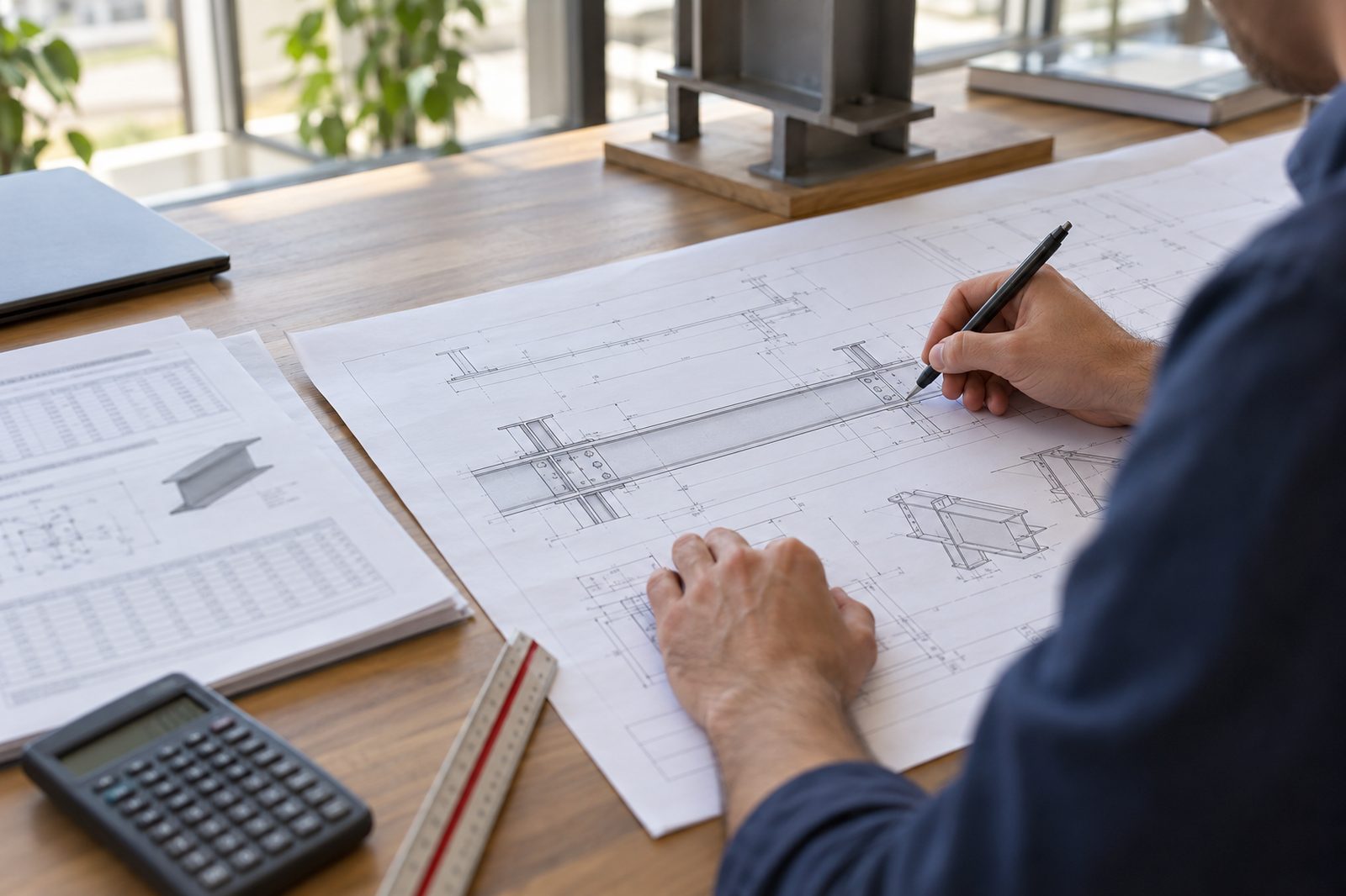 Note de calcul et plan d'exécution d'une poutre métallique pour mur porteur